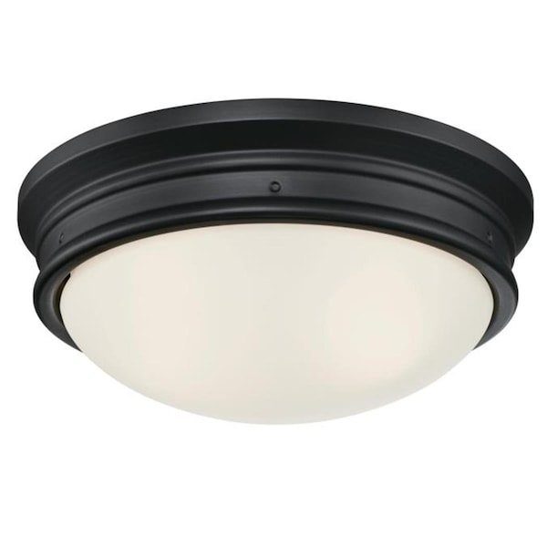 Brightbomb 13 in. Matte Black Finish Frosted Glass 2 Light Flush BR3275286 - main
